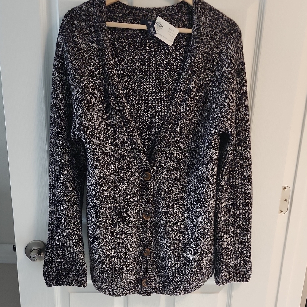 GAP Black and White Knit Cardigan